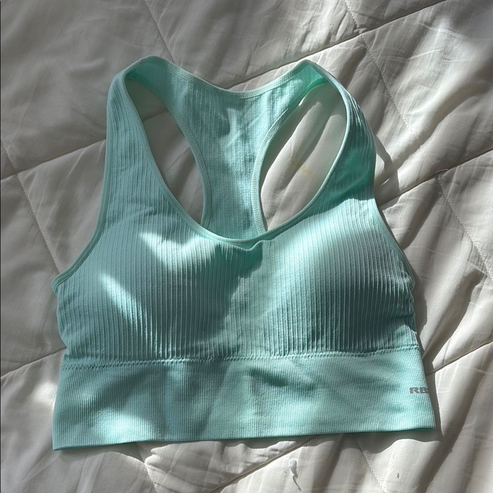 Reebok Green Racerback Sports Bra with Moisture-Wicking Fabric